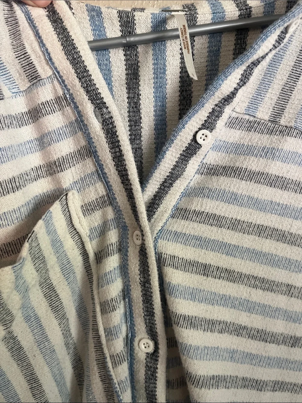 Free People Blue and White Striped Short Sleeve Romper - Picture 6 of 6